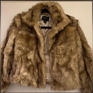 Faux Fur Jacket in Brown
